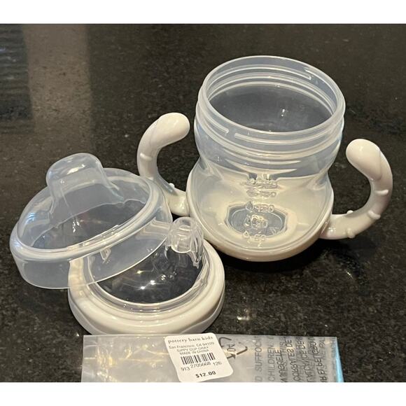 NEW PB Kids Baby SIPPY CUP Gray Clear 4pc Nipple Ring Cup & Cover Boys Girls NIP - Picture 3 of 5